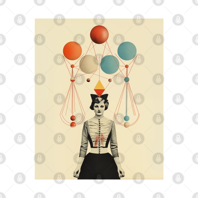 Thinking circus lady paper collage by Porota Studio