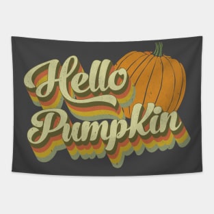 Hello Pumpkin Retro Fall Graphic Tapestry