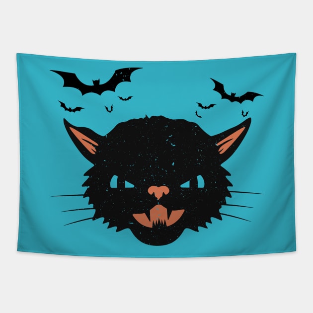 Black Cat Funny Halloween Apparel Tapestry by Terrybogard97