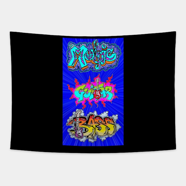 Graffiti Gamer Music Art Pop Tapestry by LowEndGraphics