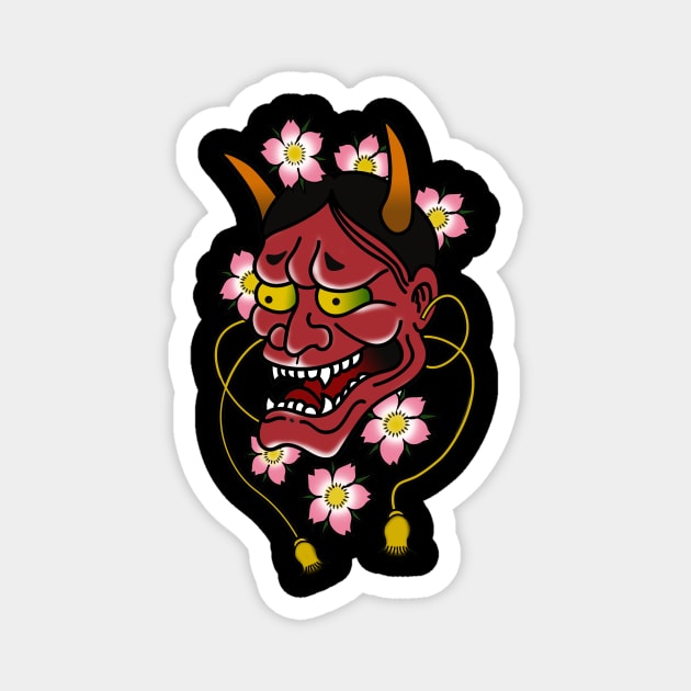 Traditional Hannya Mask Magnet by Avramescool