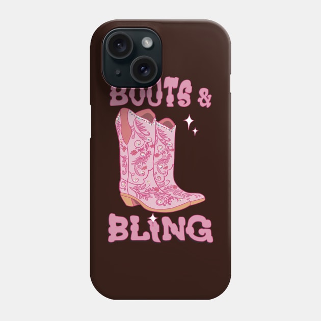 Boots and Bling pink Cowgirl Phone Case by Apescribbles