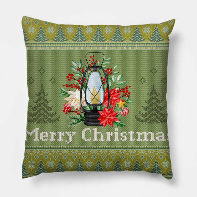 Kerosene Lamp In The Christmas Night | Christmas Idea Pillow by i am Cuta