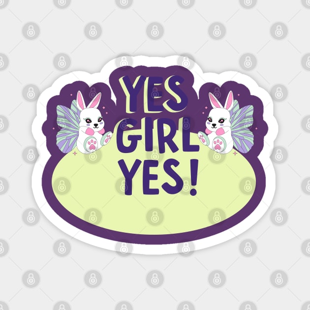 Sparkle Twin Bunny Fairy Yes Girl Yes Magnet by Color by EM