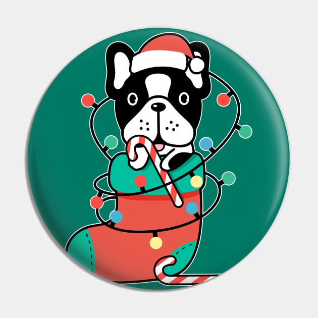 Christmas Frenchie Dog Pin by Happy Lime