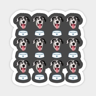 Great Dane dog - black and white - pattern Magnet