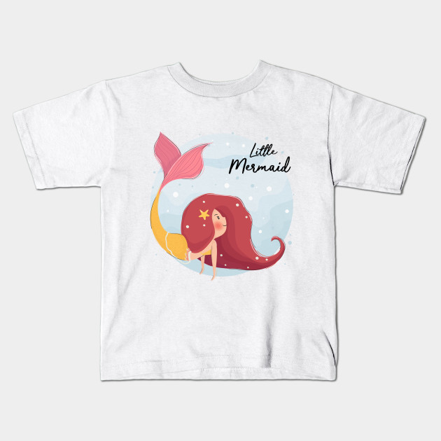 Little Mermaid Red Hair Cute Girl Cartoon For Kid Girl T Shirt