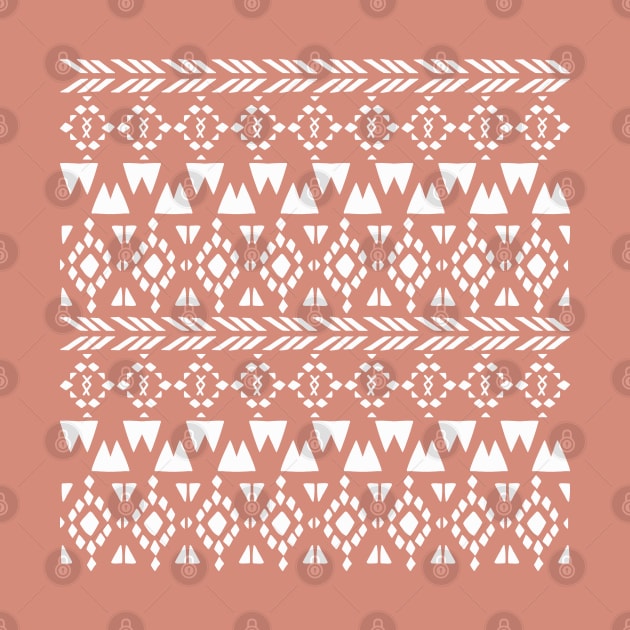 Boho Mud Cloth Pattern On Brown Terracotta by ArunikaPrints