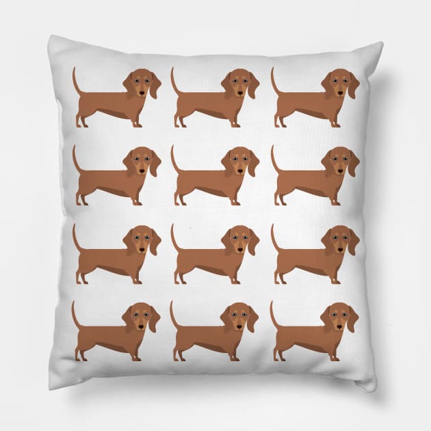 Brown Dachshund dog breed cute pattern Pillow by Maful