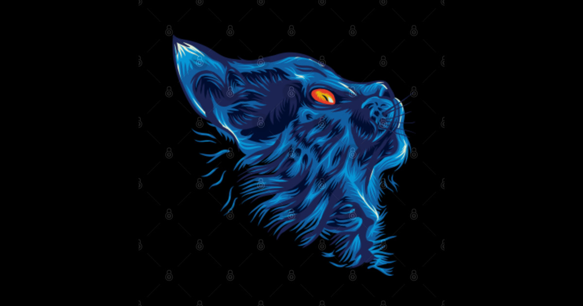 Cute Blue Kitty Cat - Blue Cat - T-Shirt | TeePublic