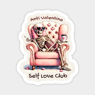 Anti Valentine Self Love Club Skeleton Funny Magnet