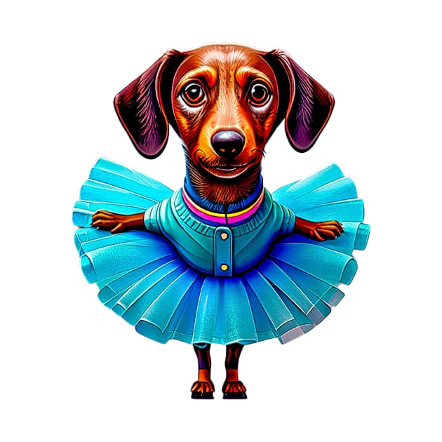 En Pointe! A Blue Tutu Dachshund Ballerina: A Petite Dance Beauty by fur-niche