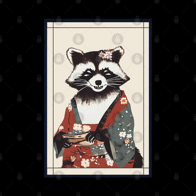 Raccoon with kimono japanese vintage by Deartexclusive