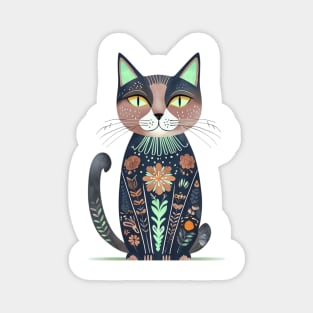 Boho Cat: Free-Spirited Feline Magnet