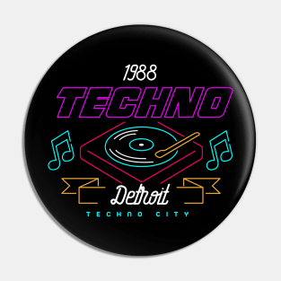 Detroit Techno Vintage Retro 80s Music Pin