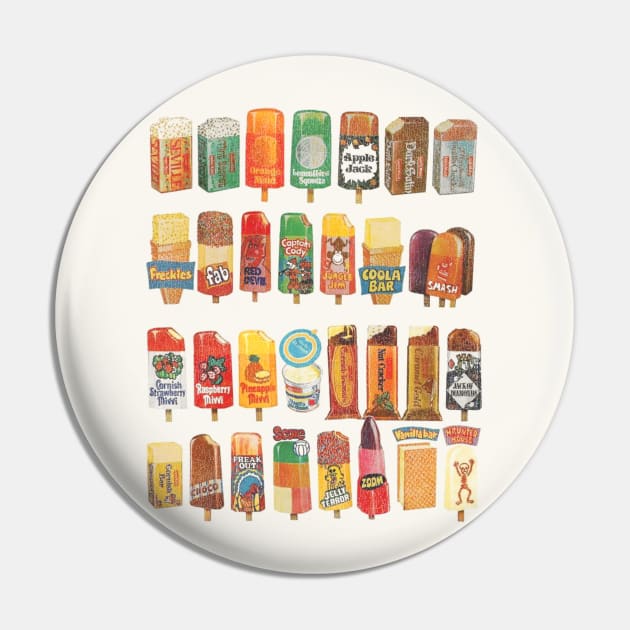 Vintage 70s Ice Creams and Lollies Pin by darklordpug