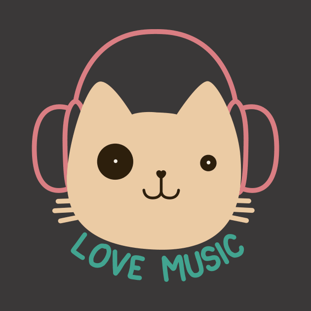 cute cat music with headset - listining musics by teemarket