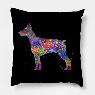 doberman pinscher dog watercolor Pillow