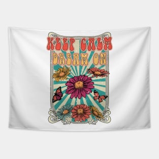 Keep Calm Dream On Vintage Retro Design Tapestry