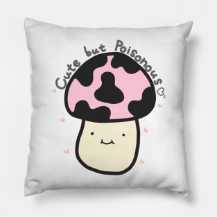 Cute but Poisonous Mushrooms Kawaii Pink Anime Harajuku Cottagecore Forest Minimal Art Pillow