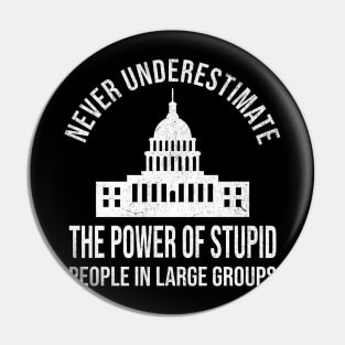 Never Underestimate Stupid People Pin