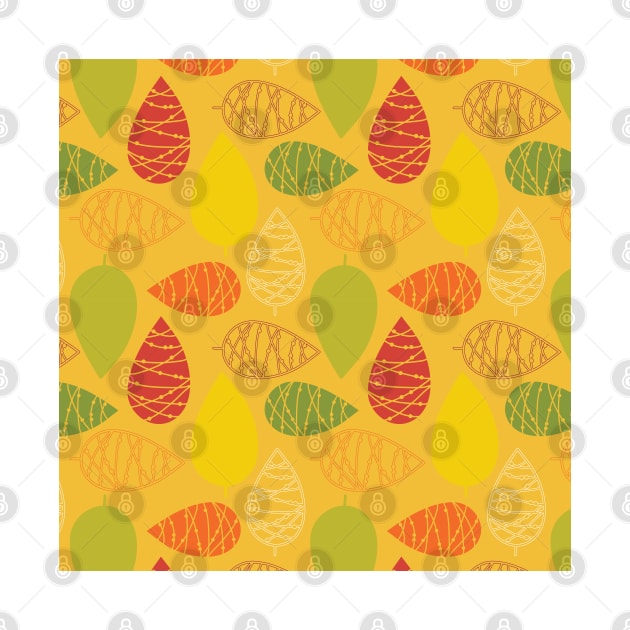 Abstract doodle leaves. Modern fall autumn print. by Sandra Hutter Designs