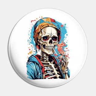 Skeleton Smoking a ciggy Pin