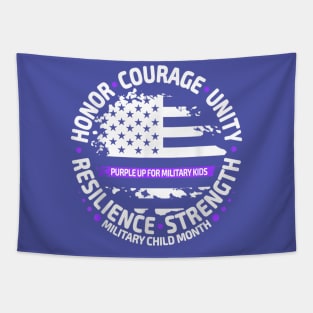 Purple Up for Military Kid Us Flag Cool Military Child Month Tapestry