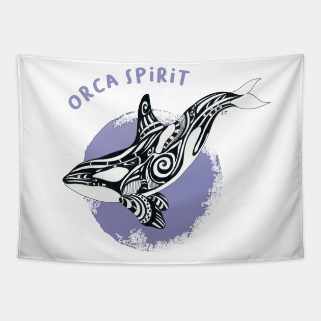 Orca Killer Whale Purple Tribal Tattoo Sun Ink Art Tapestry by Seven Sirens Studios