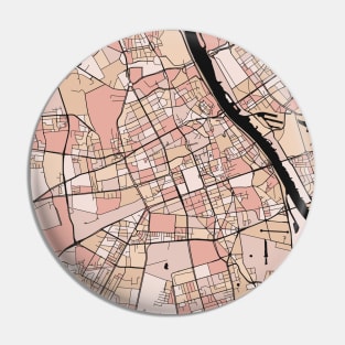 Warsaw Map Pattern in Soft Pink Pastels Pin
