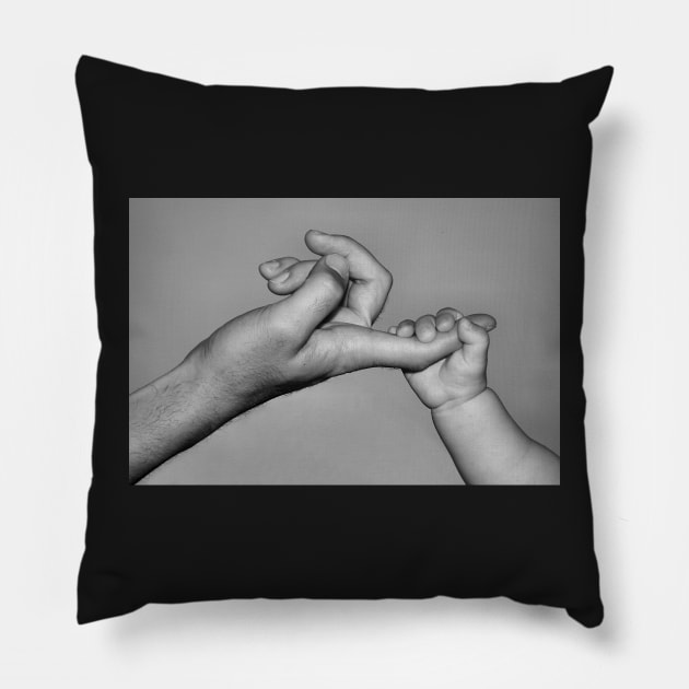 Father & Son Holding On Pillow by Carole-Anne