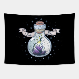 Nonbinary Fire Occult Bottle LGBT Pride Flag Tapestry