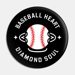 Baseball Heart  Diamond Soul Pin