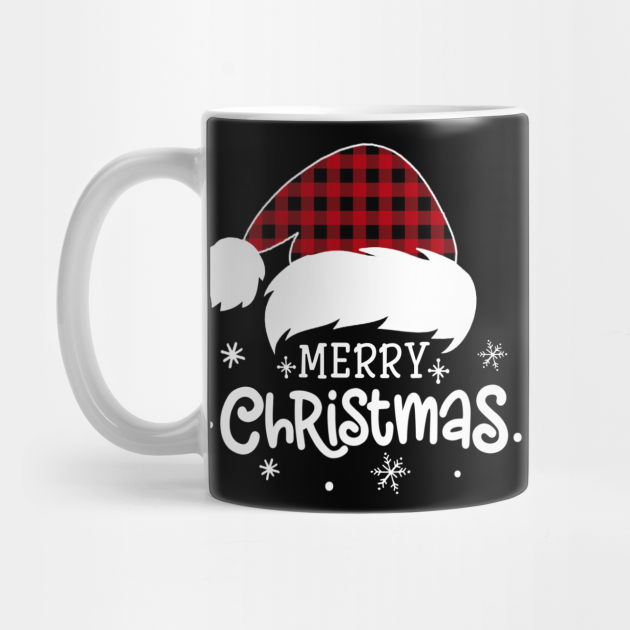 Merry Christmas Buffalo Red Plaid Santa Hat Xmas Holiday - Merry Christmas - Mug