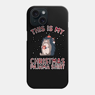 Funny Cute Christmas Hedgehog Gift - Pajamas Santa Hat Xmas Phone Case