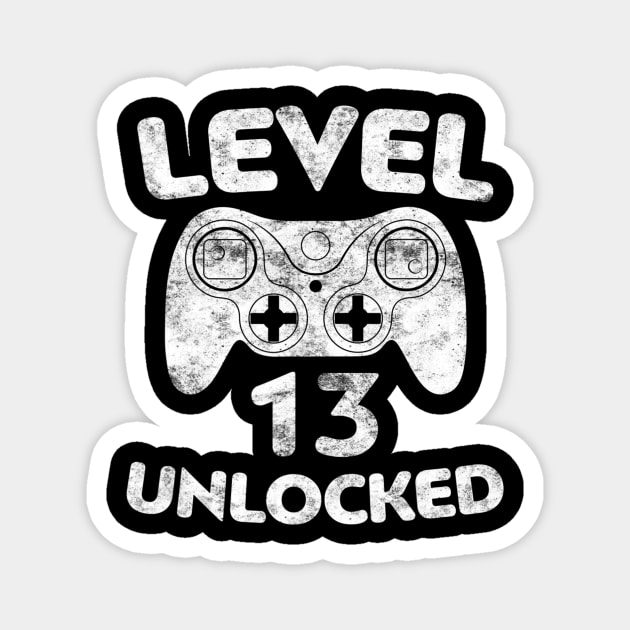 Level 13 Unlocked  13th Video Gamer Birthday Gift Magnet by InterFish