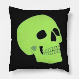 Minimal Neon Skull - green Pillow