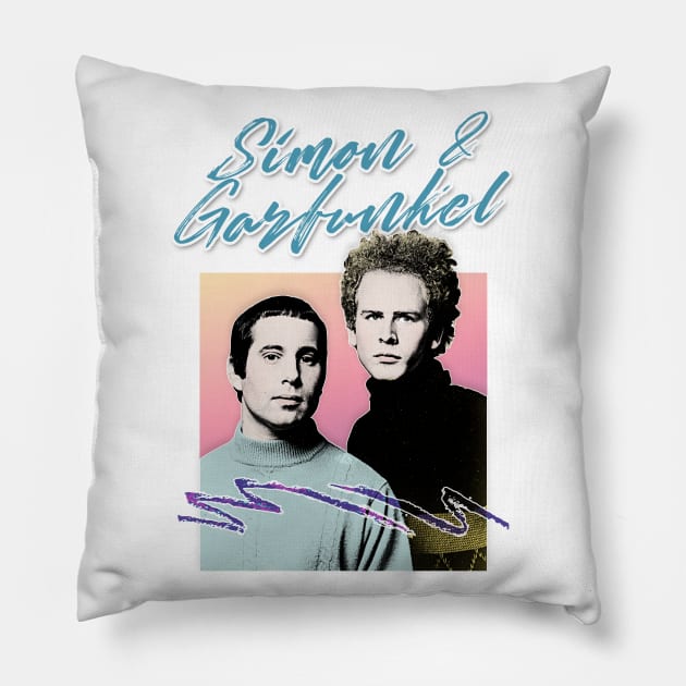 Simon & Garfunkel Retro Aesthetic Design Pillow by DankFutura