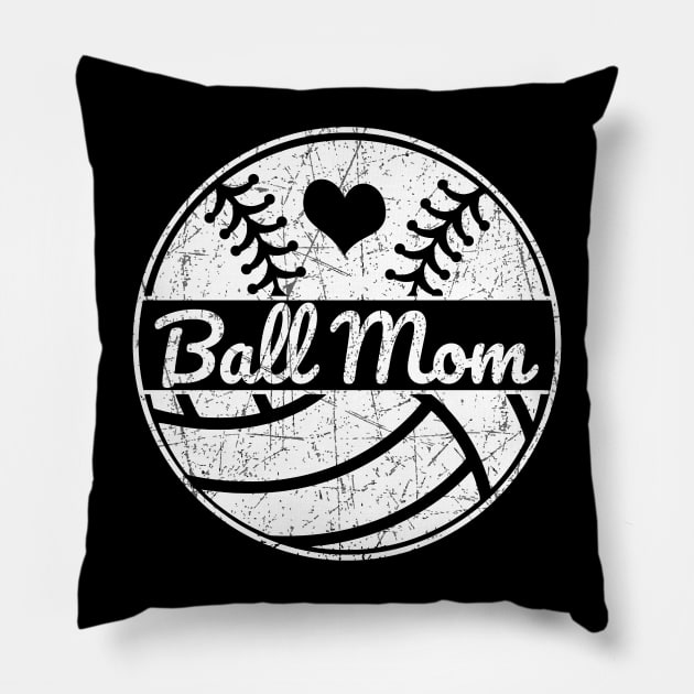 Ball Mom Softball Mom Volleyball Mom Softball Baseball Mom Pillow by TeeCreations