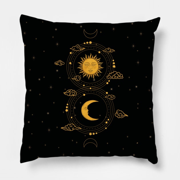 The ballad of the sun and the moon Pillow by SnugglyTh3Raven