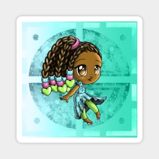 African American Girl with Hair Beads Magnet