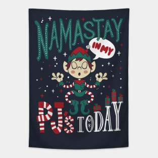 Namastay in my Pjs - Funny Yoga Christmas Elf Tapestry