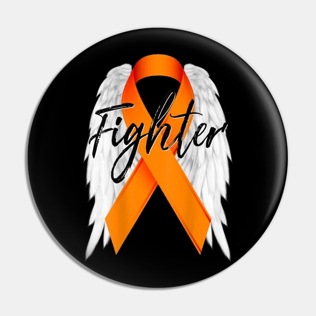 Leukemia Cancer Shirt Survivor Fighter Wings Orange Ribbon Pin by mazurprop