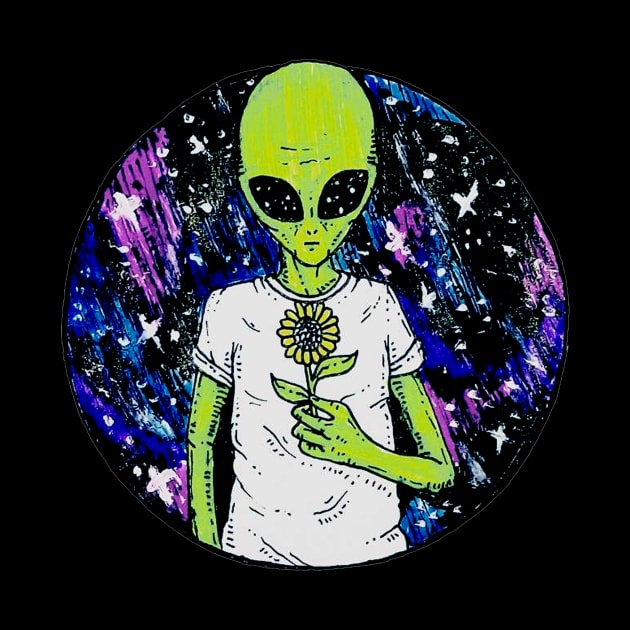 Alien sunflower by Pipe Dreams Clothing Co.