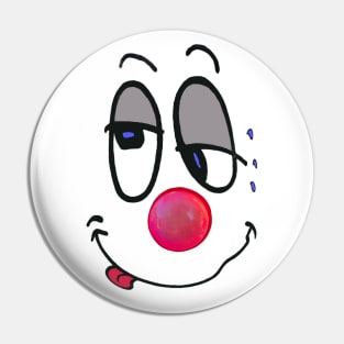 Mr Smiles, a big red nose red tongue cartoon grin Pin