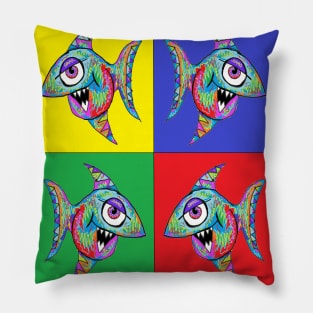 pop art brilliant graffiti fish Pillow