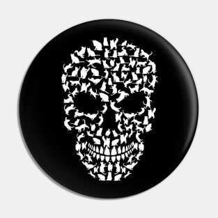 Skull Cat Silhouette Pin