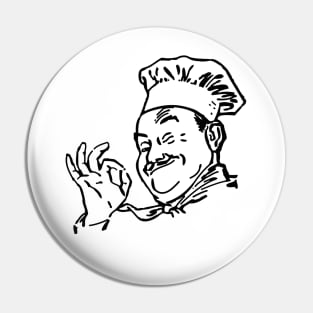 Chef's okay, chef, vintage chef cook with ok sign Pin