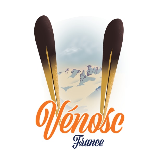 Venosc france Ski poster by nickemporium1