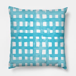 Watercolor grid - baby blue Pillow